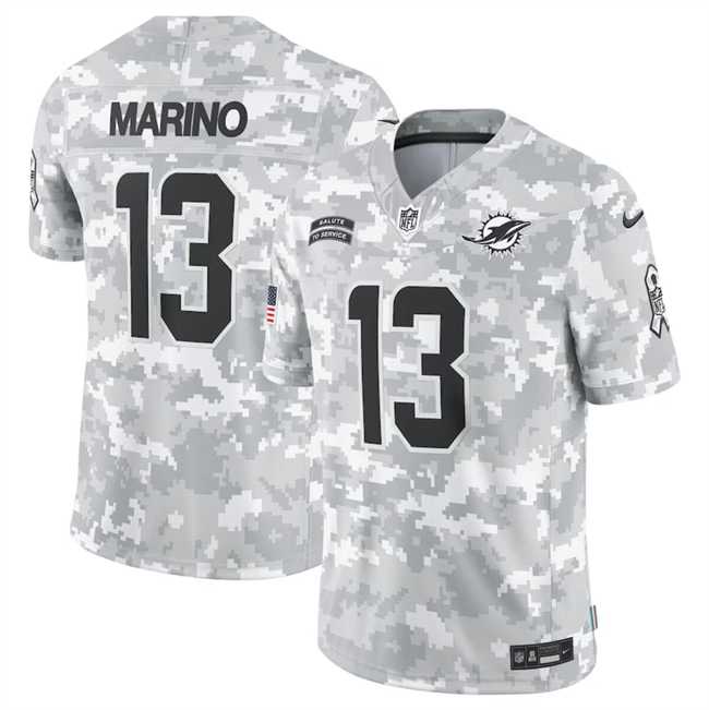 Mens Miami Dolphins #13 Dan Marino 2024 Arctic Camo Salute To Service Limited Stitched Jersey Dyin->miami dolphins->NFL Jersey